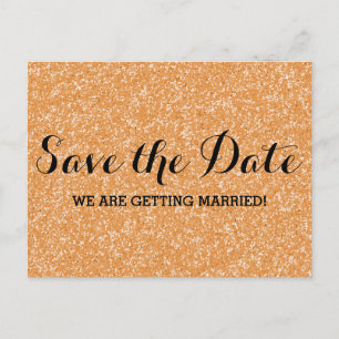 Orange Glitter Save the Date Postcard