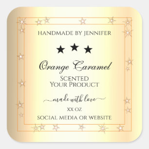 Orange Glitter Sparkle Product Labels Gold Effect