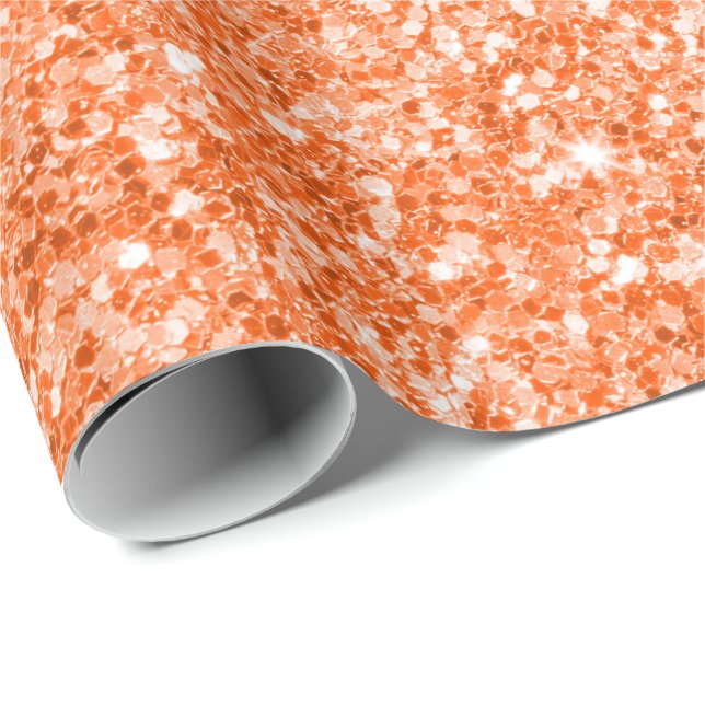 Orange Glitter Texture Print Wrapping Paper (Roll Corner)