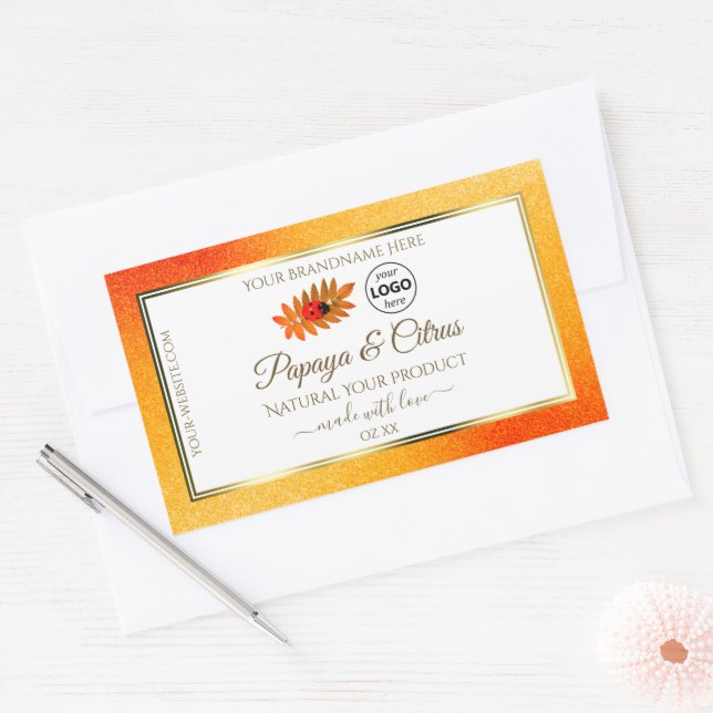Orange Glitter White Product Labels Ladybug Logo (Envelope)