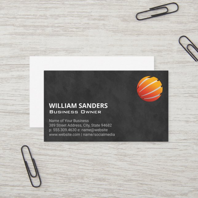Orange Globe Modern Logo Business Card (Front/Back In Situ)