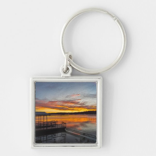 Orange Glory Morning Painterly Keychain (Front)