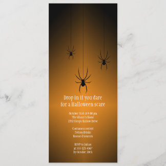 Orange glow black spider Halloween invitation card