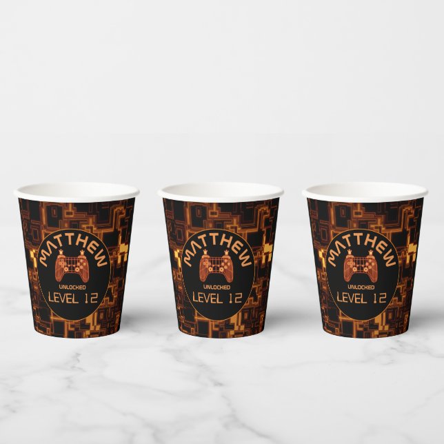 Orange Glow Video Game Controller Paper Cups (Multi)