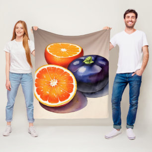 Orange Glow Watercolor Fleece Blanket
