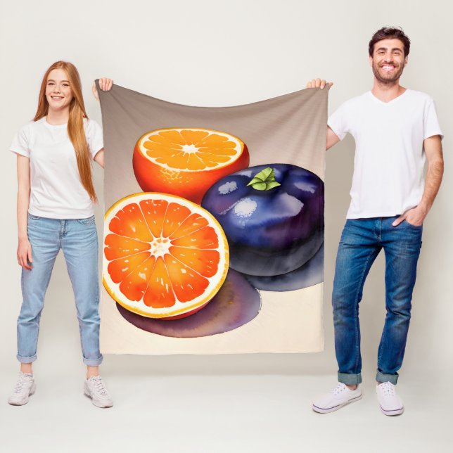 Orange Glow Watercolor Fleece Blanket (In Situ)