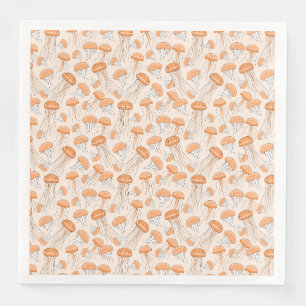 Orange glowing jelly fish pattern napkin