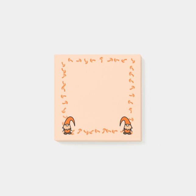 Orange Gnomes with Mushrooms Post it Notes (Front)