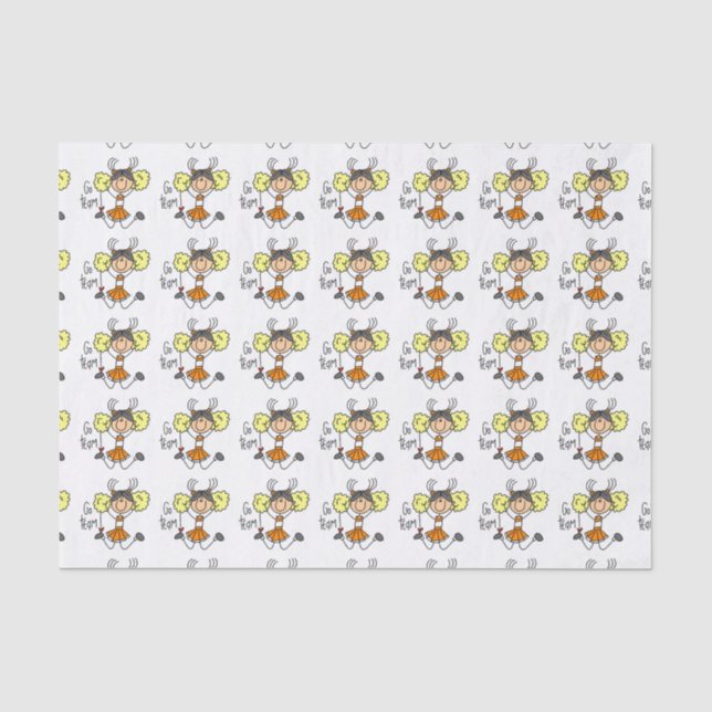 Orange Go Team Cheerleader Tissue Paper (Front)