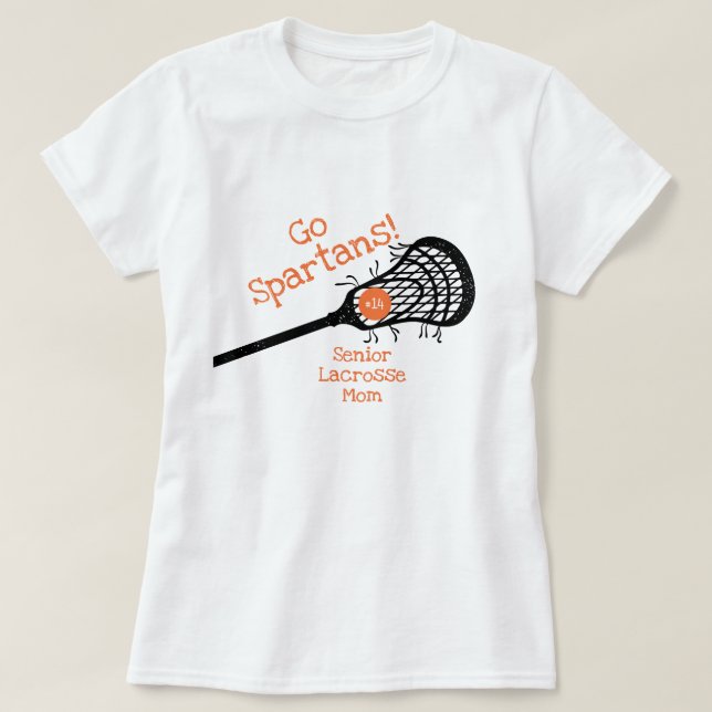Orange Go Team Lacrosse Mom T-Shirt (Design Front)