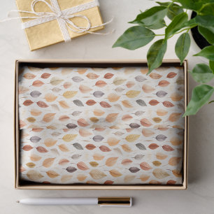 Orange Gold Brown Autumn Leaves Watercolor Pattern Tissue Paper