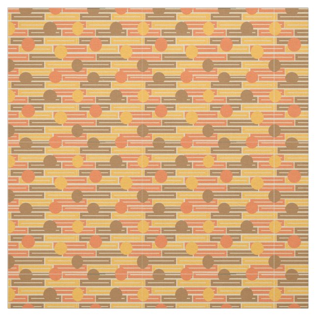 Orange, Gold, Brown Rectangles and Circles Fabric (Swatch)