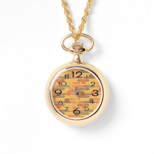 Orange, Gold, Brown Rectangles and Circles Watch