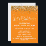 Orange Gold Glitter 50th Birthday Let's Celebrate Invitation<br><div class="desc">50th Birthday Party invite Fifty,  Let's celebrate digital Any Age,  Instant download Fifty 51st 52nd,  Personalized Fiftieth 53rd 54th 55th,  Elegant Milestone template Golden Glam,  Custom 50 56th Personalised Confetti,  Adult Calligraphy Modern Stylish script,  Chic trendy simple for her,  Bling 57th 58th 59th celebration,  60th Sixtieth Sixty 60 61st</div>