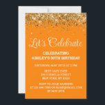 Orange Gold Glitter 50th Birthday Let's Celebrate Invitation<br><div class="desc">50th Birthday Party invite Fifty,  Let's celebrate digital Any Age,  Instant download Fifty 51st 52nd,  Personalized Fiftieth 53rd 54th 55th,  Elegant Milestone template Golden Glam,  Custom 50 56th Personalised Confetti,  Adult Calligraphy Modern Stylish script,  Chic trendy simple for her,  Bling 57th 58th 59th celebration,  60th Sixtieth Sixty 60 61st</div>