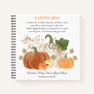 Orange Gold Halloween Fall Baby Shower Guestbook Notebook