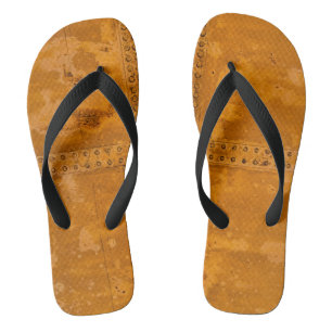 orange gold rusty old metal flip flops