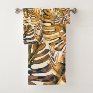 Orange Gold Tropical Palm Feuille Summer Island