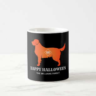 Orange Golden Retrieve Happy Halloween Family Name Coffee Mug