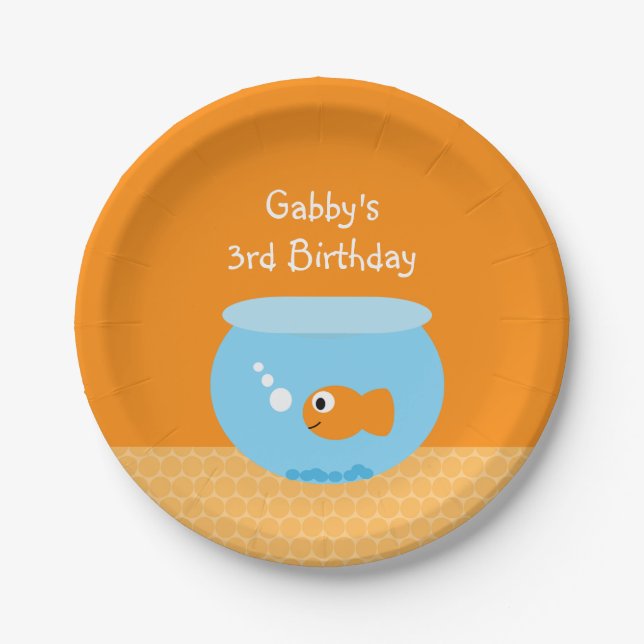 Orange Goldfish Kids Birthday Party Paper Plates (Front)