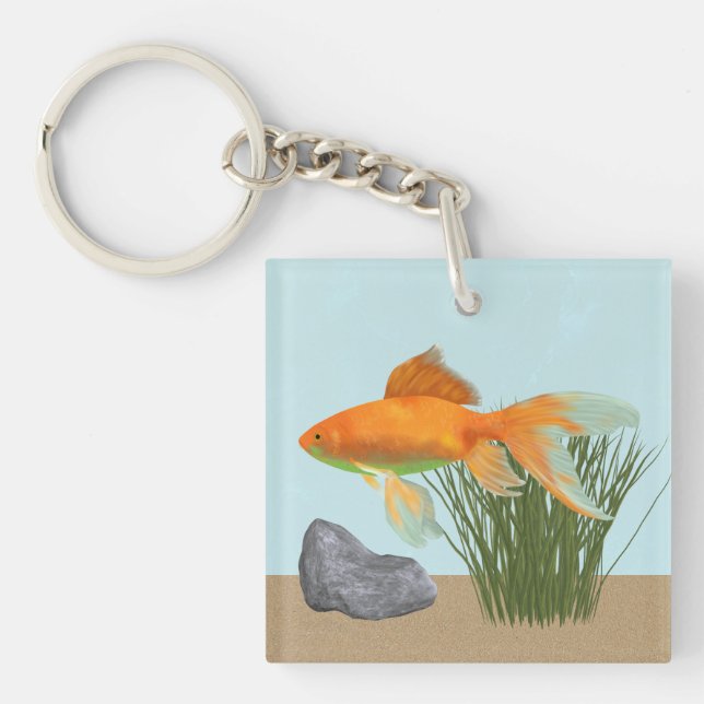 Orange Goldfish Nature Aquarium Keychain (Front)