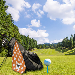 Orange Golf Ball Pattern Monogram Personalized Golf Towel