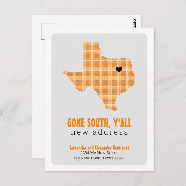 Orange Gone South, Y'all Moving Postcard (Front/Back)