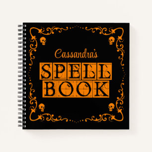 Orange Goth Spell Book Personalized
