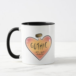 Orange "Gothic or Go Home" Heart Potion Bottle Mug