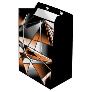 Orange Gradient Colour Fill Mechanical Design  Medium Gift Bag