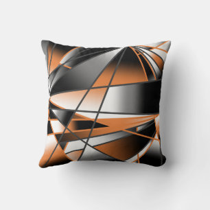 Orange Gradient Colour Fill Mechanical Design  Throw Pillow