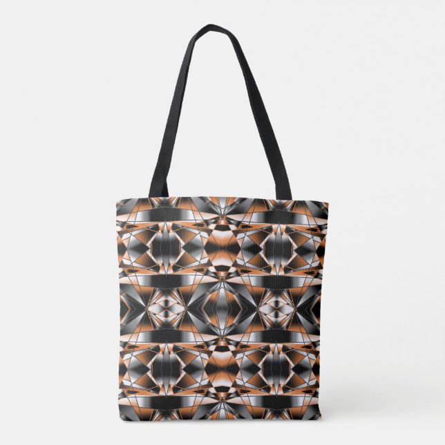 Orange Gradient Colour Fill Mechanical Drawing Tote Bag (Back)