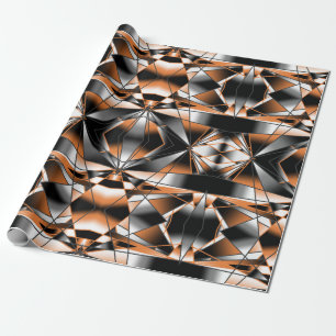 Orange Gradient Colour Fill Mechanical Drawing Wrapping Paper