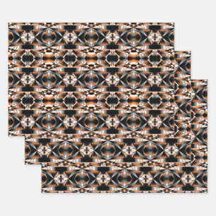 Orange Gradient Colour Fill Mechanical Drawing Wrapping Paper Sheet