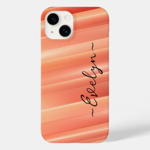 Orange gradient dynamic lines Elegant Name Case-Mate iPhone 14 Case