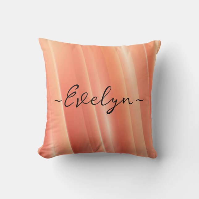 Orange gradient dynamic lines Elegant Name Throw Pillow (Front)