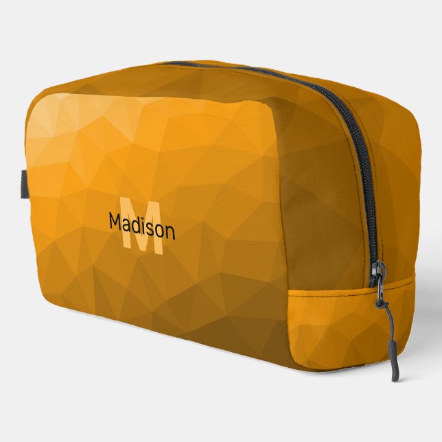 Orange gradient geometric mesh pattern Monogram Dopp Kit (Right Corner)