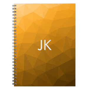 Orange gradient geometric mesh pattern Monogram Notebook