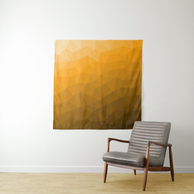 Orange gradient geometric mesh pattern tapestry (In Situ)