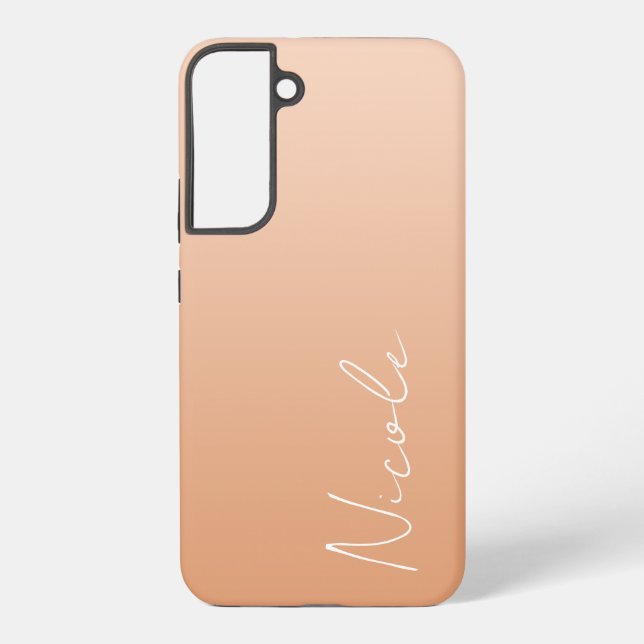 Orange Gradient Handwriting Script Personalized Samsung Galaxy S22+ Case (Back)