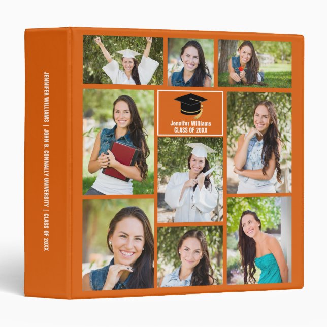Orange Graduate Collage Graduation Photo Album Binder (Front/Spine)