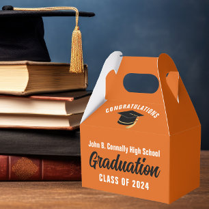 Orange Graduate Custom School Graduation Party Favor Box