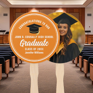 Orange Graduate Photo 2024 Graduation Party Hand Fan