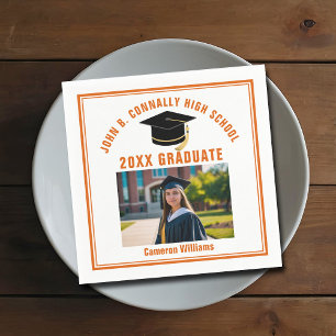 Orange Graduate Photo 2026 Graduation Party Napkin