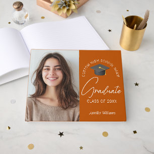 Orange Graduate Photo Custom Graduation Party Guest Book