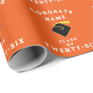 Orange Graduation 2026 Gift Wrapping Paper