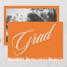 Orange graduation announcement card