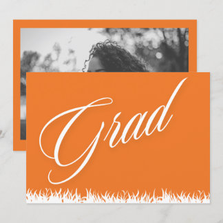 Orange graduation announcement card