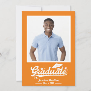Orange Graduation Announcement Photo 