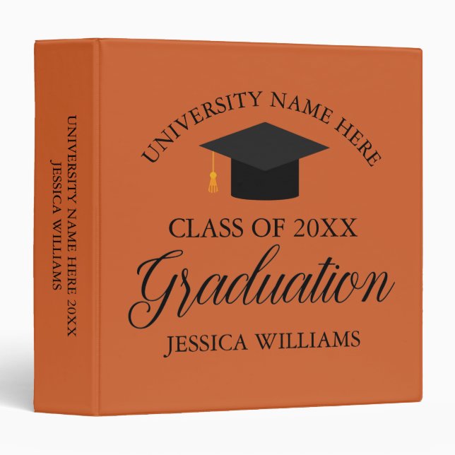 Orange Graduation Class of 2025 Senior Photo Album Binder (Front/Spine)